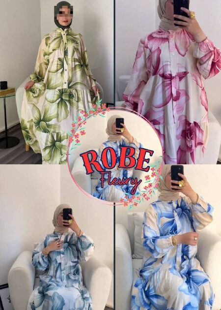 ROBE  FLEURY EN LIN